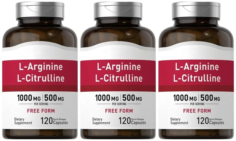 1500 Mg L‑Arginine & L‑Citrulline Per Serving Free Form Amino Acid Complex for Men & Women Non‑GMO Gluten Free 120 Capsules