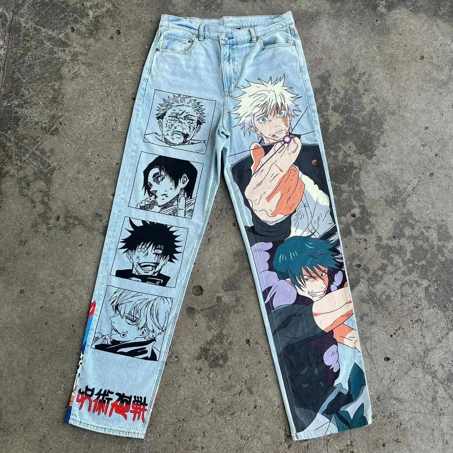 High Street Y2k Baggy Zoro Knife Jeans Vintage Wide Leg Denim Pants Popular Jeans Streetwear Harajuku Trouser Men Clothing
