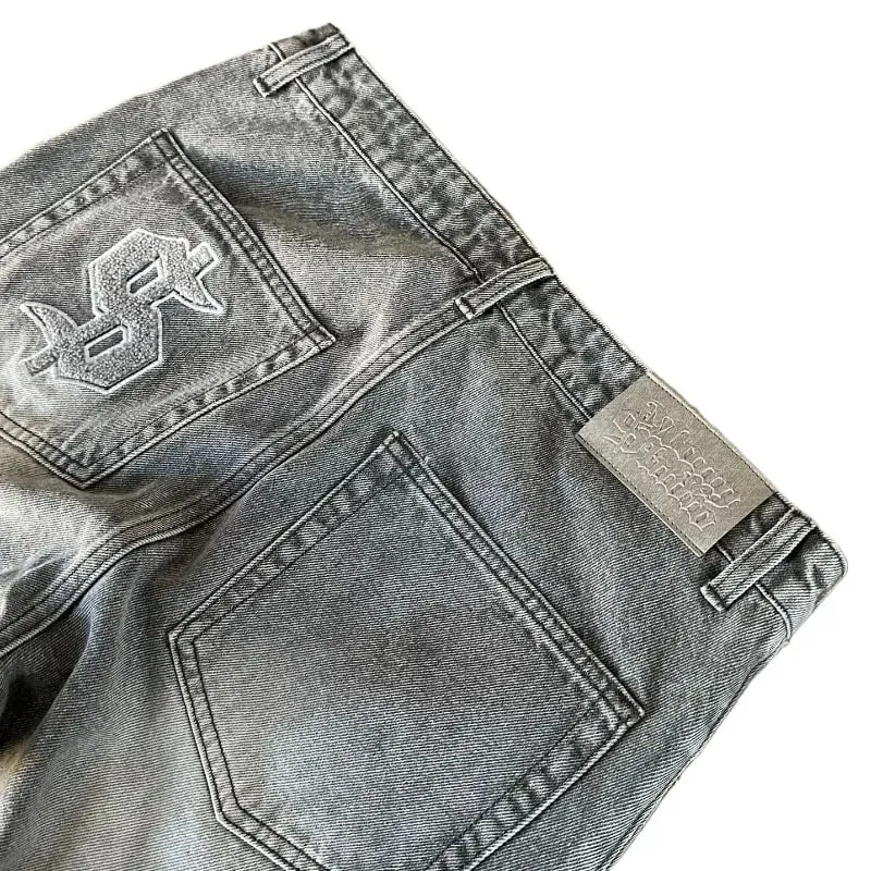 American Retro Y2K Dollar Embroidered Flared Jeans Simple Trendy Loose Wide-Leg Washed Jeans for Men and Women 2025 New