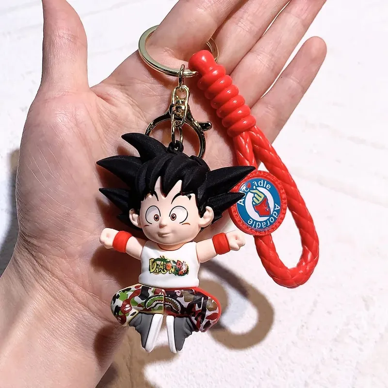Anime Dragon Ball Keychain PVC Cartoon Cartoon Figure Trunks Son Goku Piccolo Buu Vegeta Figures Key Chain Keyring Bag Decor