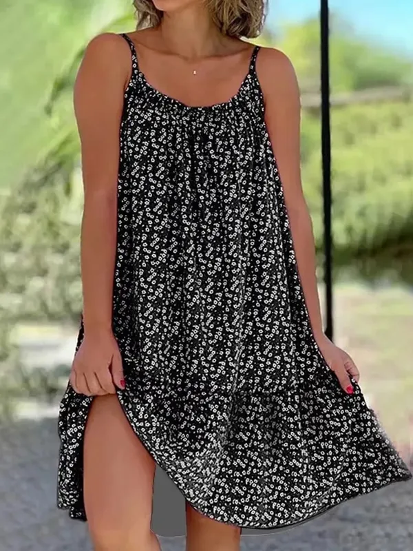 Summer 2026 New European And American Country Style Maxi Dress with Floral Print Sleeveless Strap Vest Dress for Women