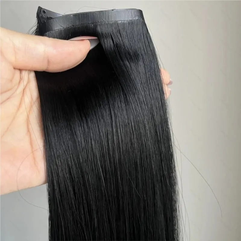 Tape PU Clip In Hair Premium Remy Clip In Human Hair Extensions 7pcs Clip-on Hair 14"-24" 110G Balayage Ombre Mocha Brown Black
