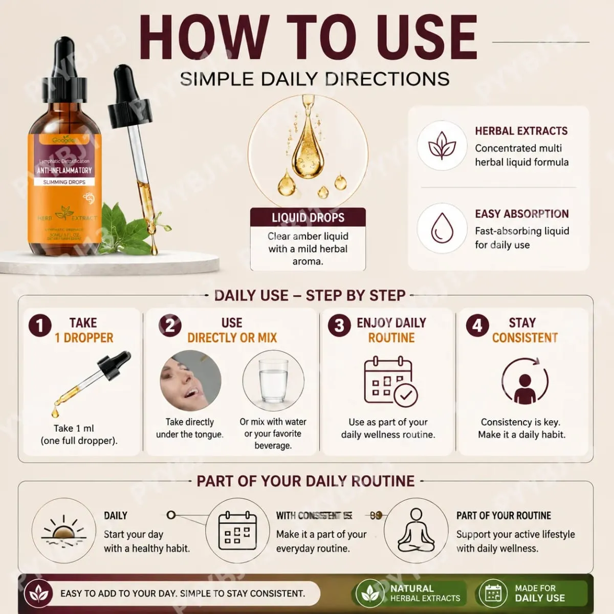 Googeer Lymphatic Health Support Herbal Liquid – Natural Circulation and Internal Flow Dynamics Supplement for Daily Wellness