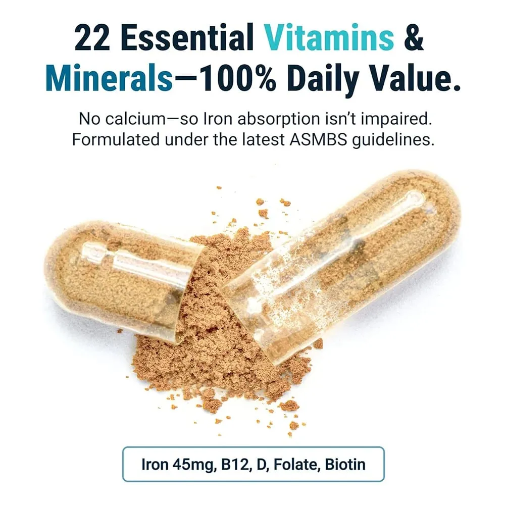 Once Daily Multivitamin Capsule with 45 Mg of Iron Easily Absorbed Dietary Supplements