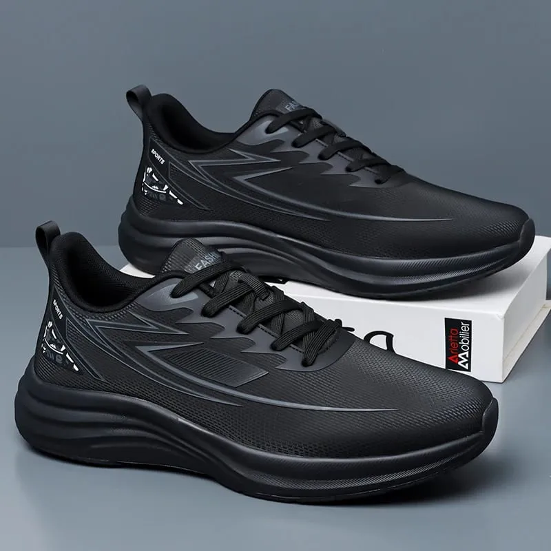 Men Waterproof Leather Running Shoes Lightweight Non‑Slip Casual Sports Shoes Daily Walking Sneakers Male Gym Athletic Trainers