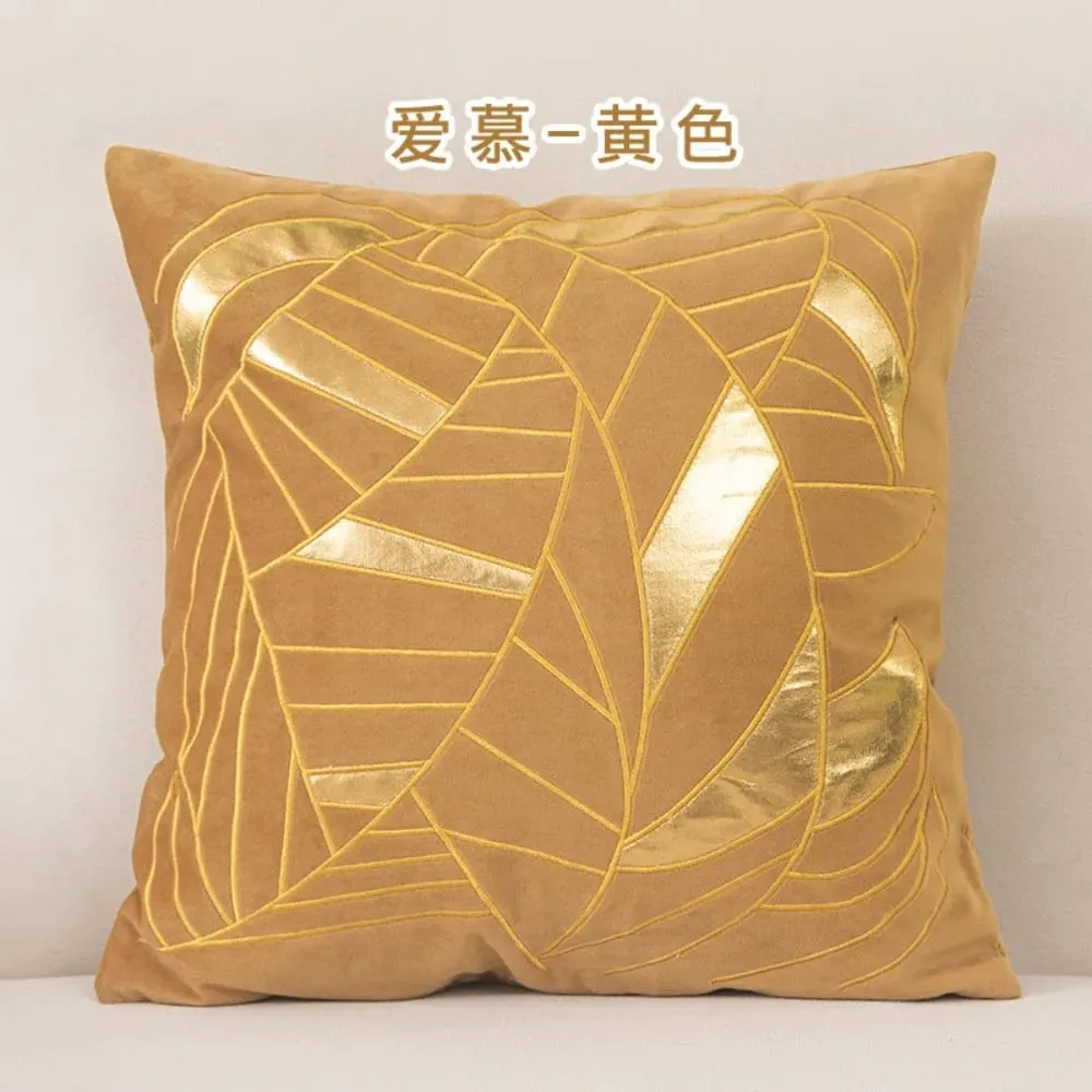 Luxury Blue Velvet Bronzing Cushion Cover 45x45cm Soft Decorative Throw Pillow Case for Bedroom Home