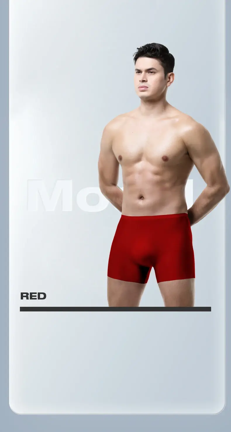 Men's Underwear 3D Molded Ice Silk Seamless Thin Boxer Briefs Extended Length Sports Summer Shorts