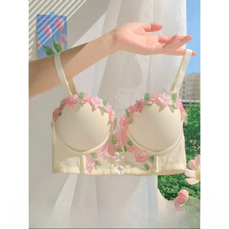 Japanese Sweet Sensual Bra Set Push Up for Small Breasts Lift & Gather Bigger Look Summer Light Soft Underwear Lingerie Set S-XL