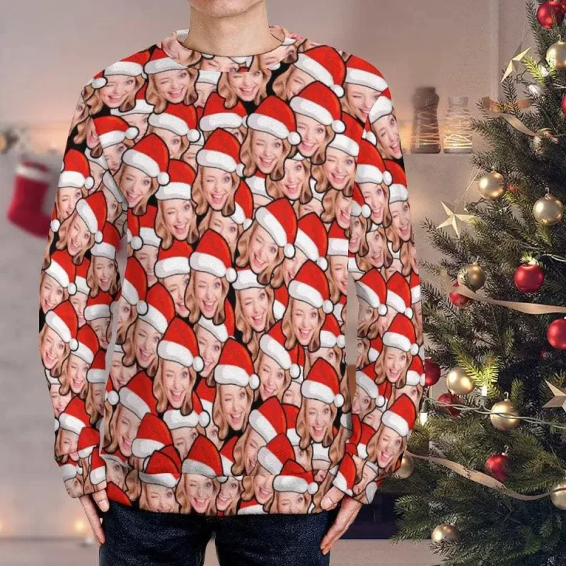 Custom Your Photo 3D Print Ugly Christmas Sweater DIY Face Family Pullovers Funny Image Sweatshirt Personalized Xmas Gift Unisex — image 7