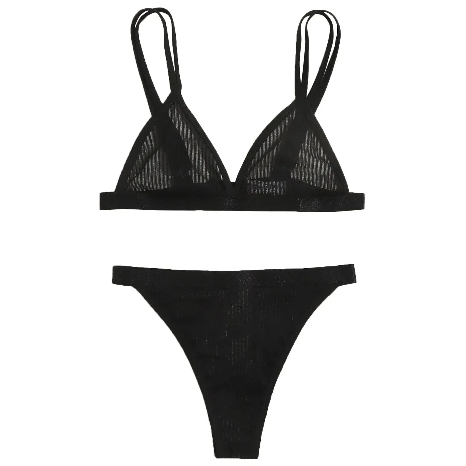 Solid Color Women Bra Set For Women 2PC Underwire Lingerie Set Two Piece Female Thin Shoulder Strap Brassier+Seamless Brief Set