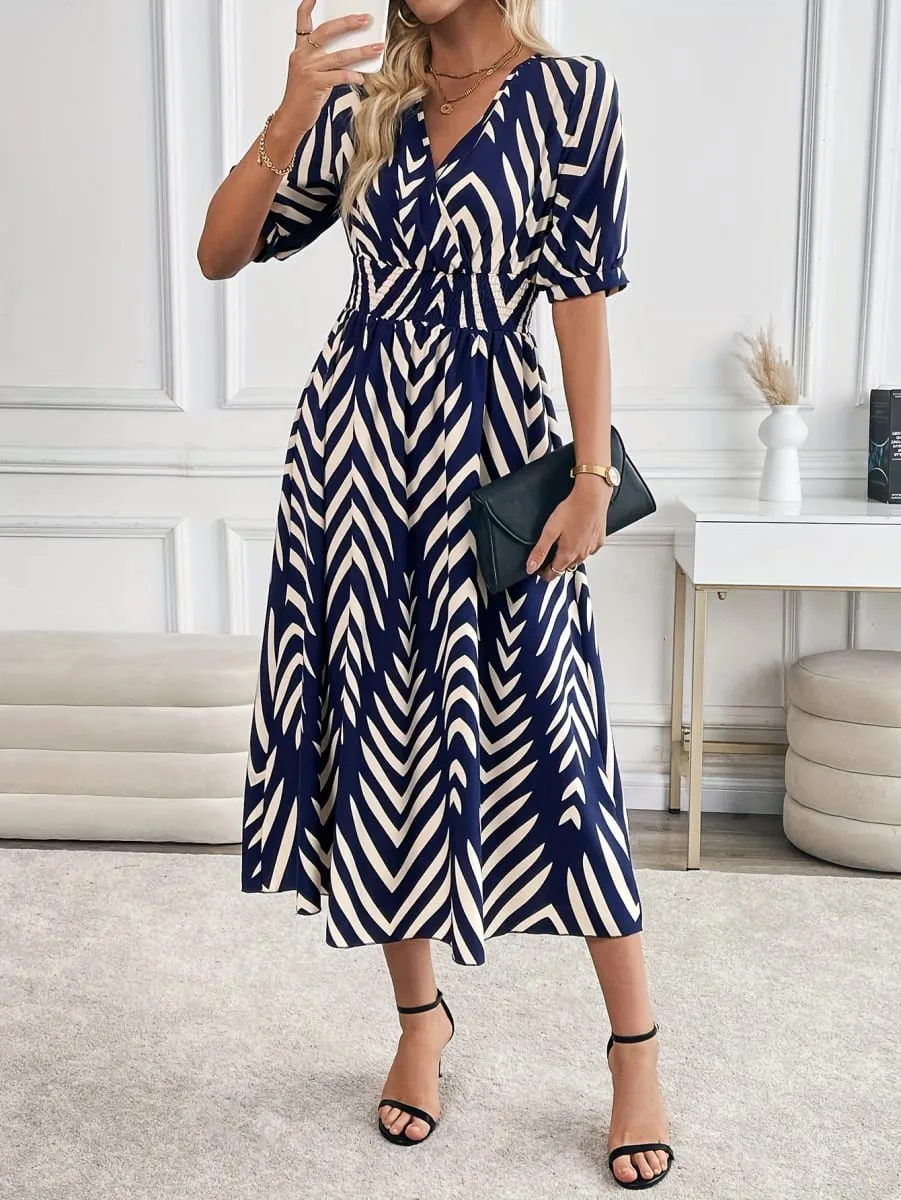 Elegant Directed Large Swing Geometric Pattern Dress Women's Fashion Casual Skirt