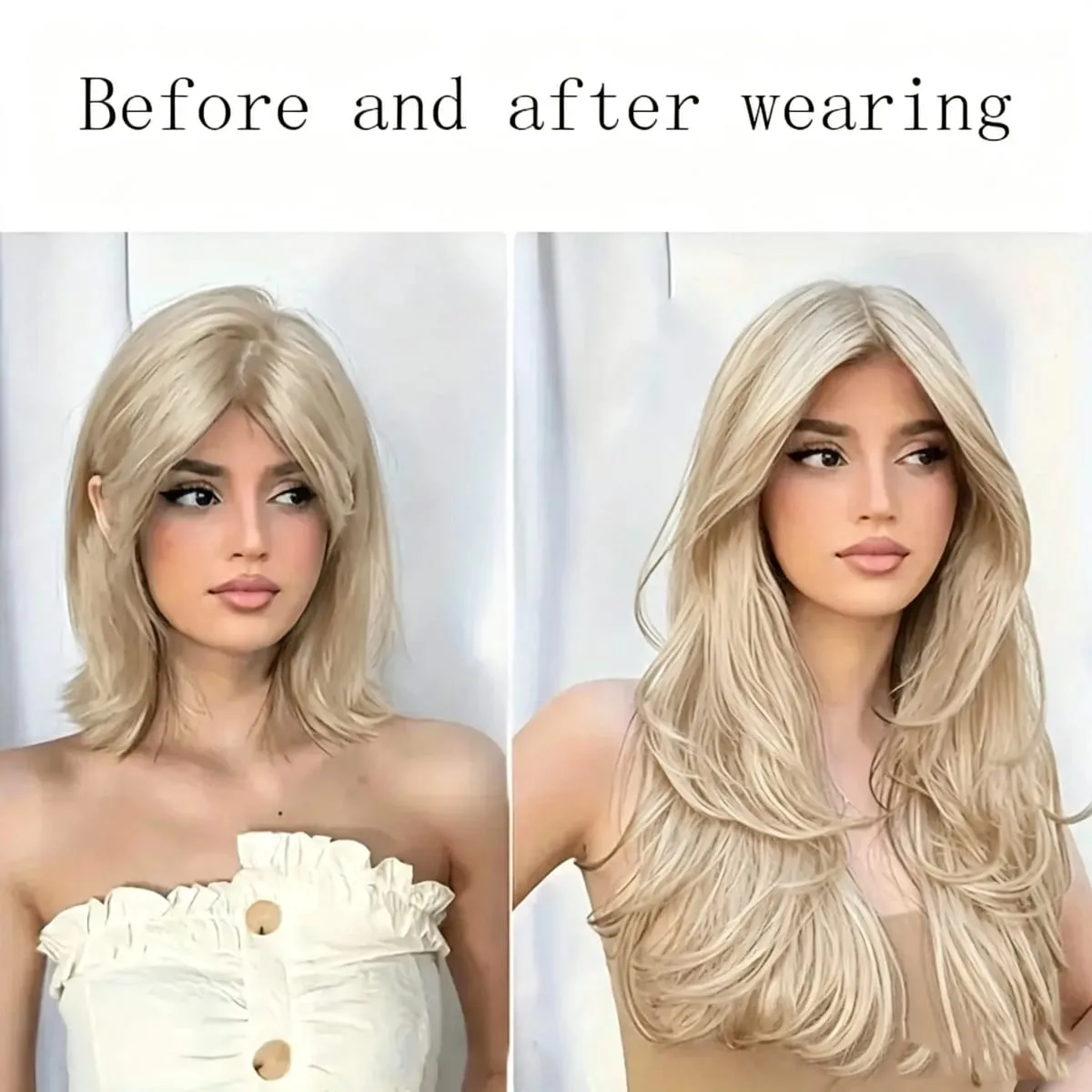 22Inch Synthetic Long Straight Layered Clip-in Hair Extension V-shaped Black Blonde Invisible Hairpiece for Women — image 6