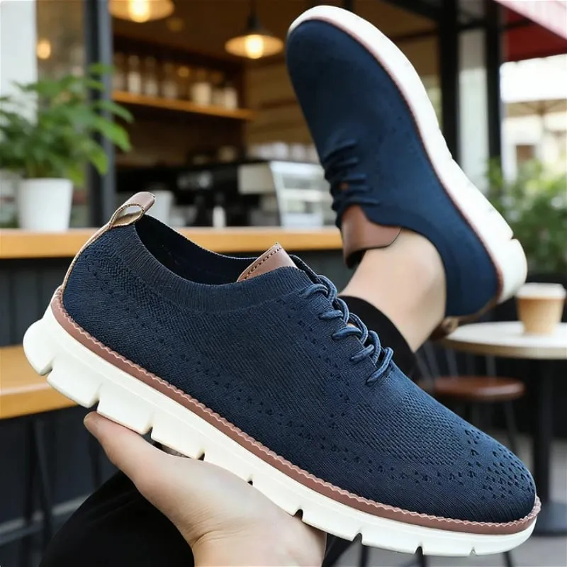 Fashion Men's Casual Shoes Breathable Minimalist Shock-Absorbing Lace-Up Walking Shoes Comfortable Casual Travel Sneakers Men