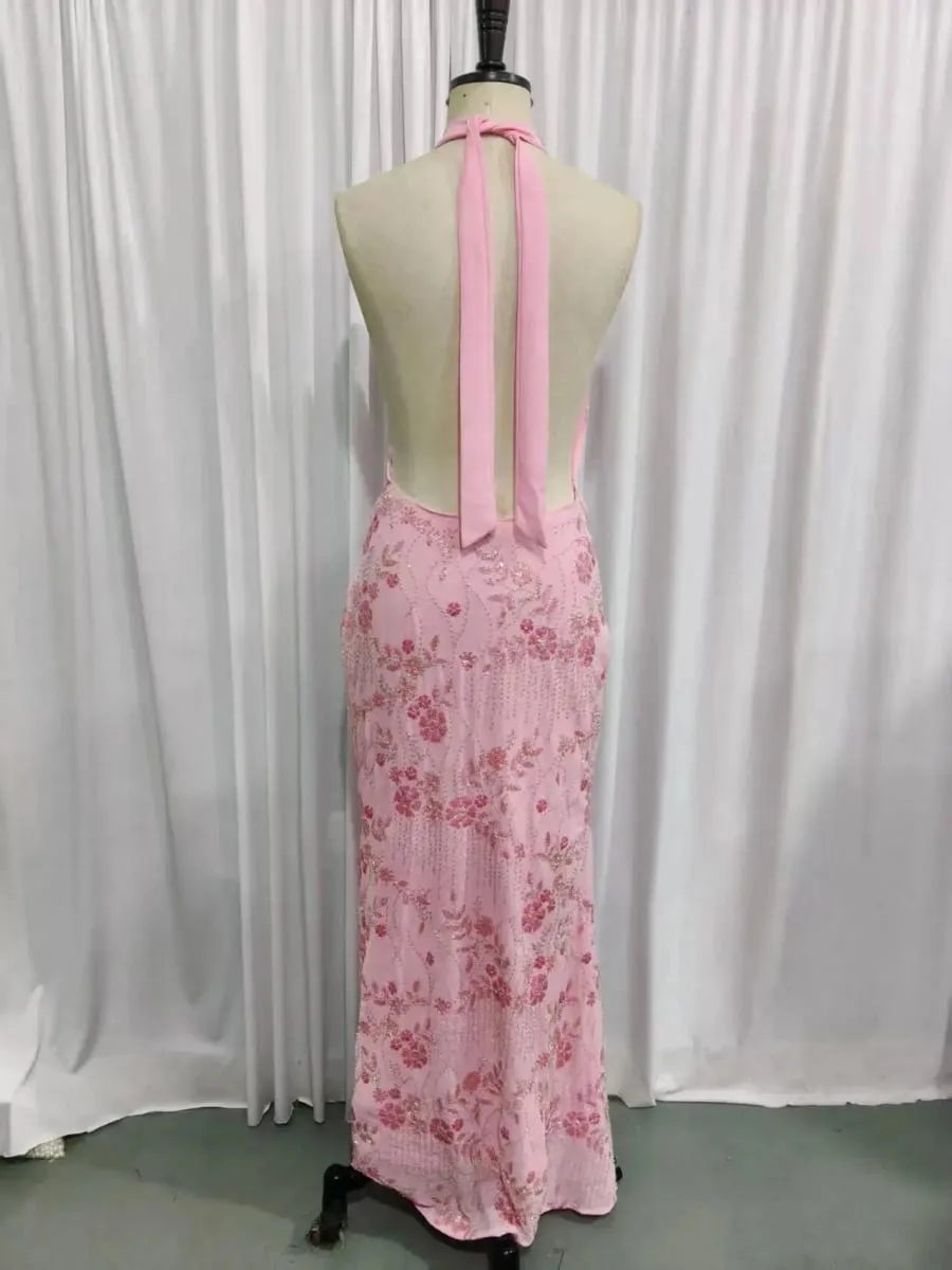 Avrilyaan Beaded Deep V Party Sexy Dresses Backless Bandage Bodycon Elegant Evening Long Dress Women 2024 Summer Dress Vestidos
