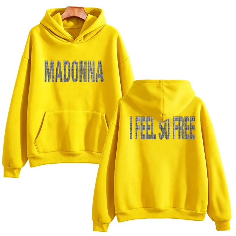 I Feel So Free Hoodie Graphic Printed Hoodie Madonna Merch Vintage Style Sweatshirts Women Men with Hooded Loose Casual Pullover