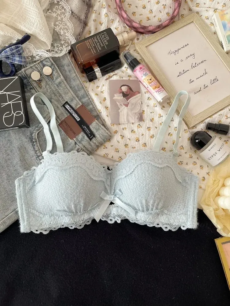 New Lace Lingerie Set Non Wired Padded Bra Half Cup Small Bust Boost Sexy Anti-Sag Underwear Women All Season S-XLAB Cup