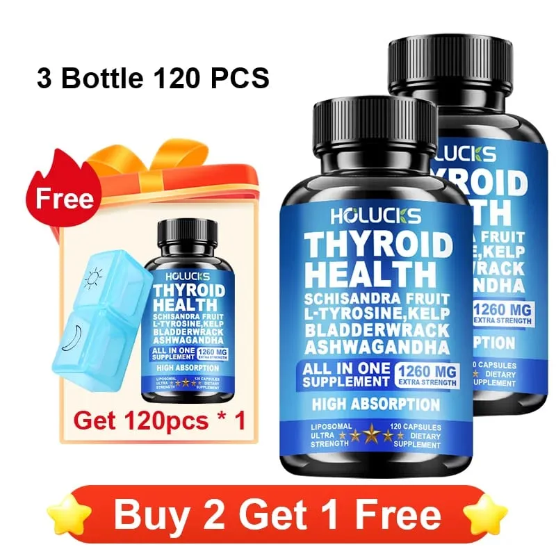 Organic Thyroid Function Support Capsules with L-Tyrosine Kelp for Immune System Metabolism Daily Energy & Mental Focus