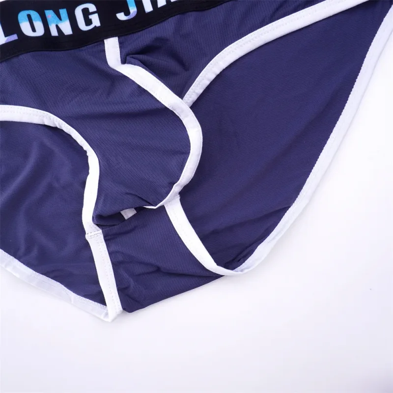 Sexy Men U Convex Underwear Slip Breathable Letters Waistband Ice Silk Briefs Plus Size Male Panties S-XL