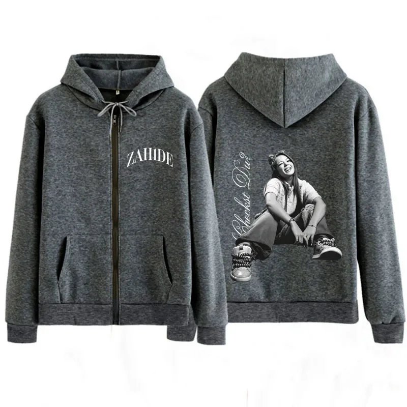 Singer Zahide Tour 2026 Merch Graphic Zipper Hoodies Men Women Fashion Winter Hip-hop Loose Casual Vintage Zip Up Sweatshirts