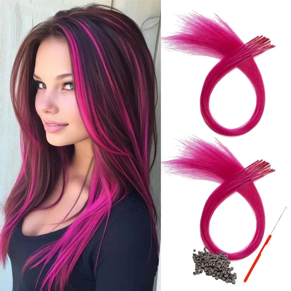20roots 16inch I-tip Fusion colorful Synthetic Hair Extensions with crochet hook and ring Y2K style