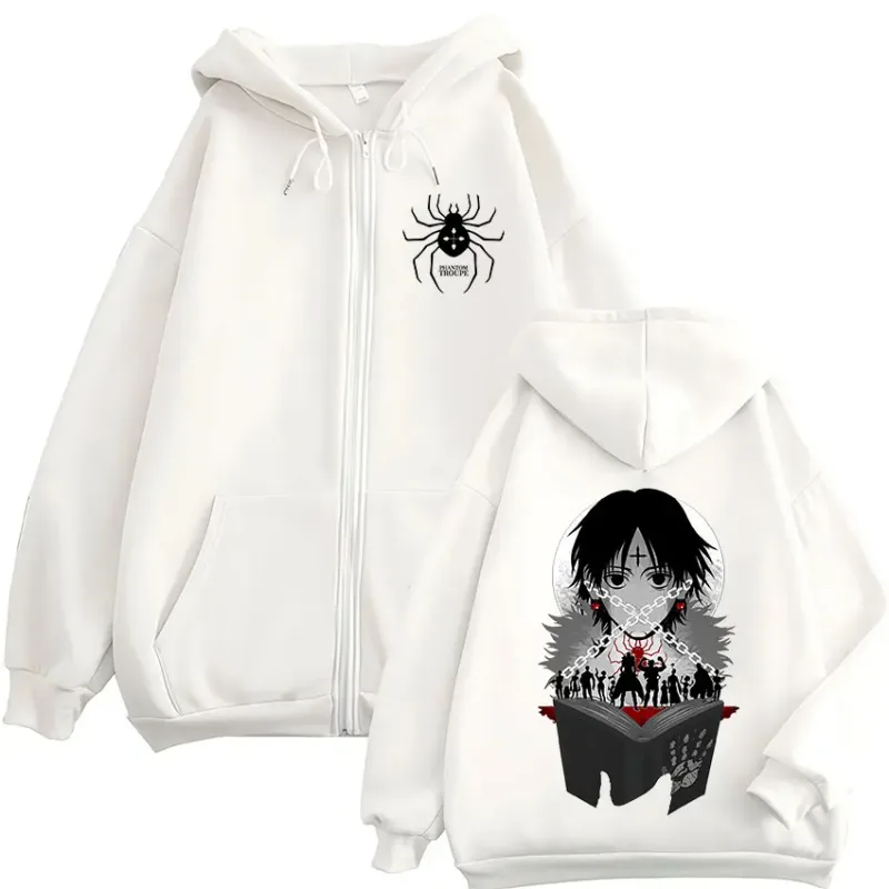 Anime Hunter X Hunter Chrollo Lucilfer Graphic Zipper Hoodies Men Women Clothing Oversized Zip Up Hooded Sweatshirts Streetwear