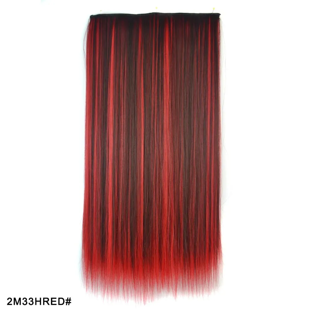 Zolin grampo de cabelo reto na extensão do cabelo arco-íris colorido ombre cor uma peça com 5 clipes sintético cosplay hairpieces