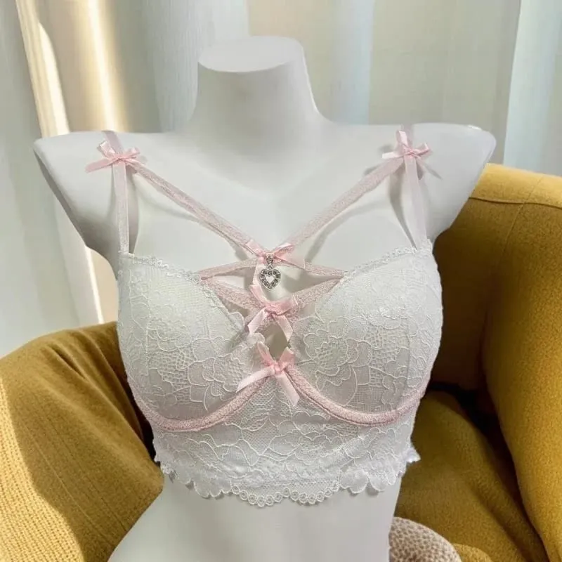 French Lace Minimiser Bra & Panty Set Sexy Push Up Lingerie for Small Bust Curve Enhancing Thin Underwear Lacy Lingerie Gift