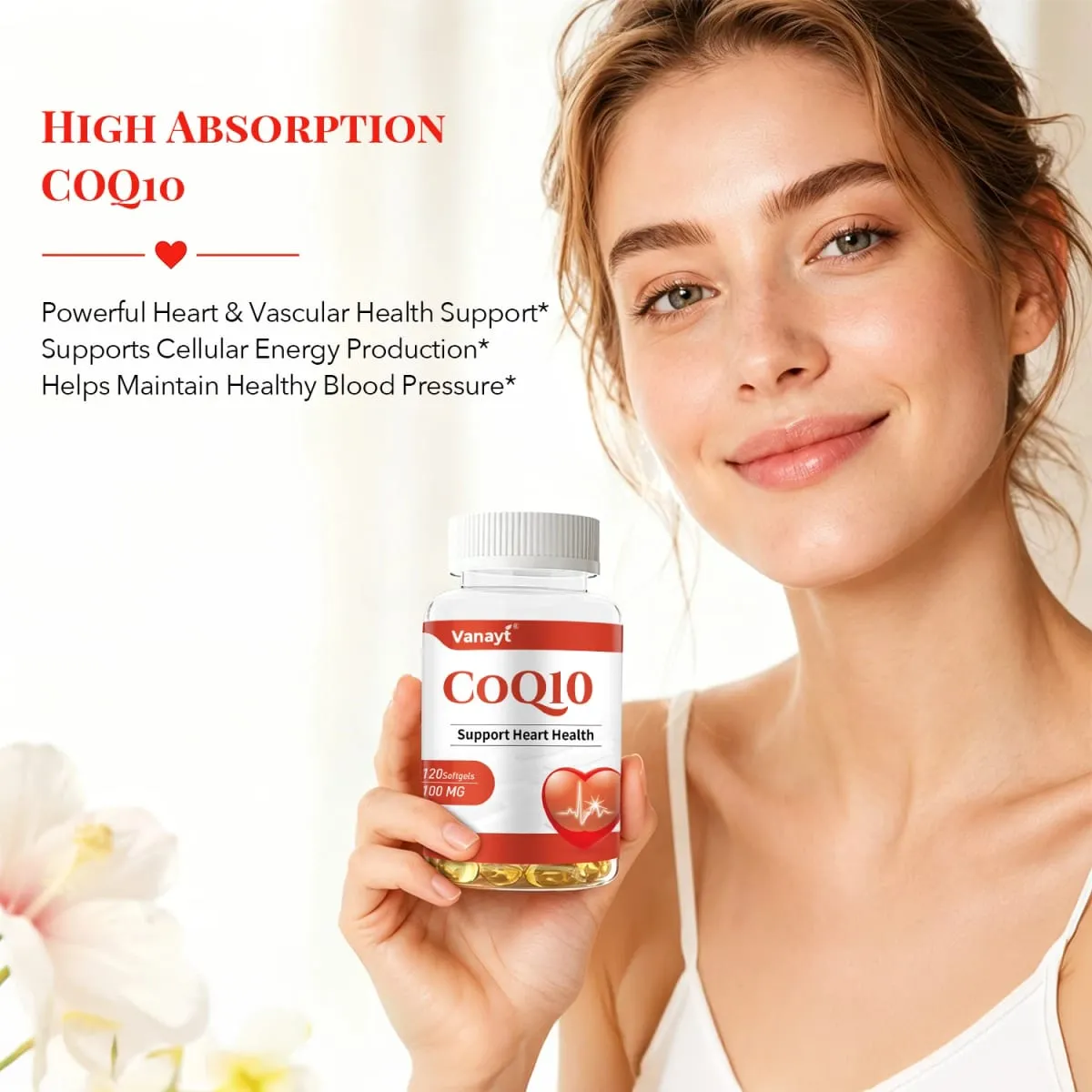 120pcs Coenzyme Q10 100mg Capsules Support Heart Cardiovascular Health Boost Energy Antioxidant Supplement