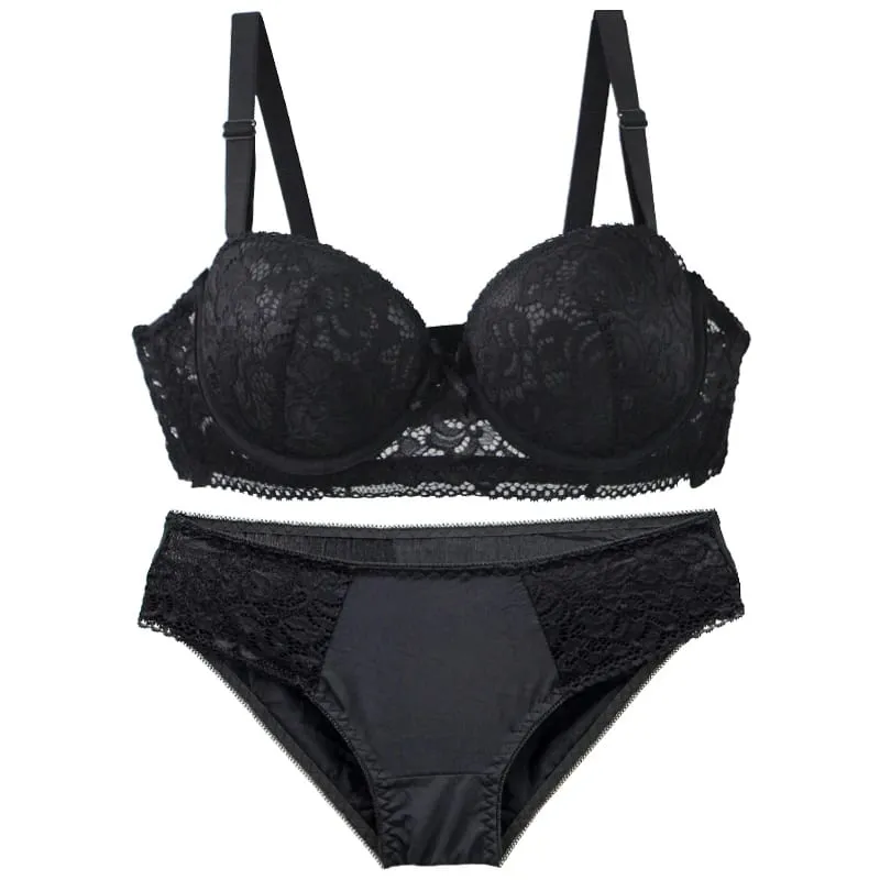 2025 New Floral Knitted Underwire Bra For Women Adjustable Straps Lace BC Cup Underwear Push Up Minimizer Padded Lingerie