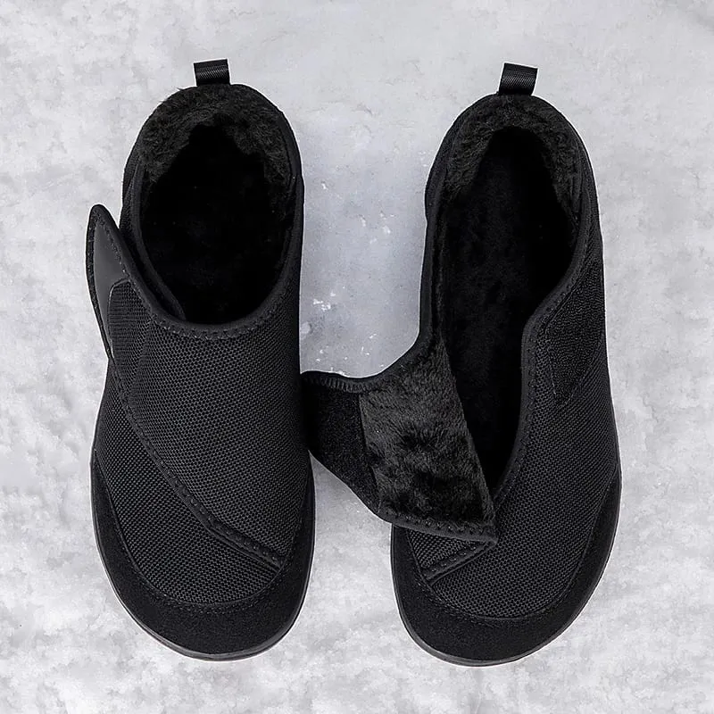 Winter Fur-lined Wide Box Toe Open Shoes for Elderly Men Women Diabetic Shoes Swollen Foot Fat Orthopedics Hallux Valgus Bunion