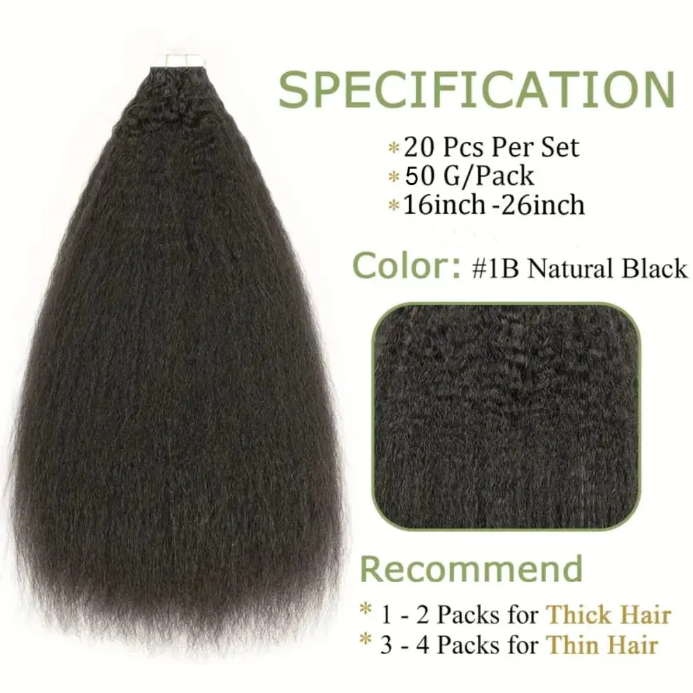 Tape In Hair Extensions Human Hair Natural Color Kinky Straight Skin Weft Seamless Invisible Tape In Extensions for Women