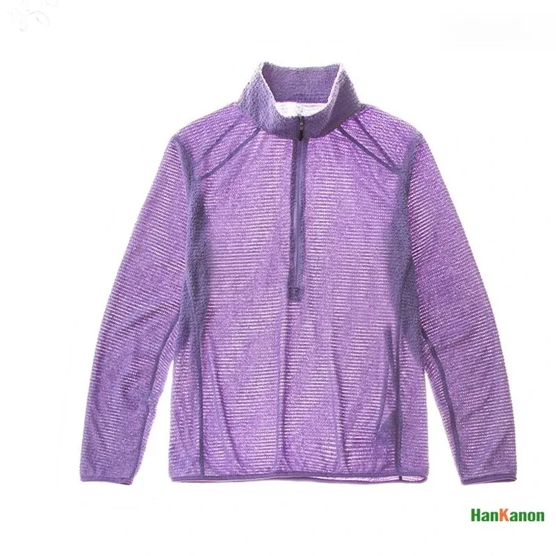 Men's Half-Zip Stand Collar Sweatshirt Versatile Air Fleece Base Layer for Outdoor Camping Hiking Cycling