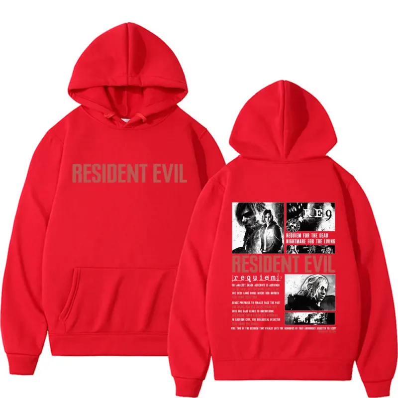 Resident Evil Requiem Sweatshirts Leon Kennedy Grace Ashcroft 90s Vintage Hoodies Men Women Fashion Classic Pullovers Streetwear
