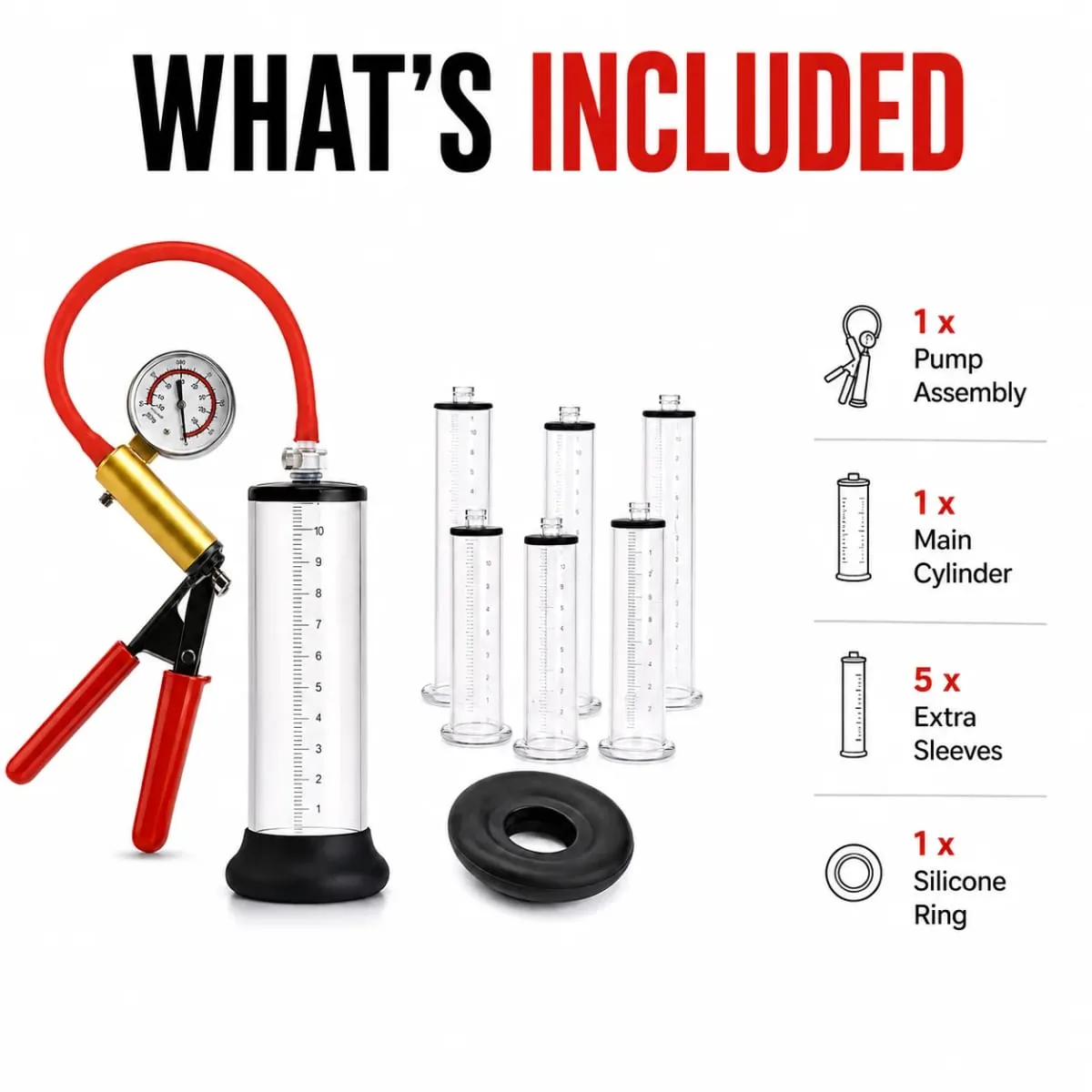 Manual Acrylic Penis Pump for Men with Pressure Gauge Clear Cylinders Vacuum Enlargement Masturbation Trainer Adult Sex Toy Set