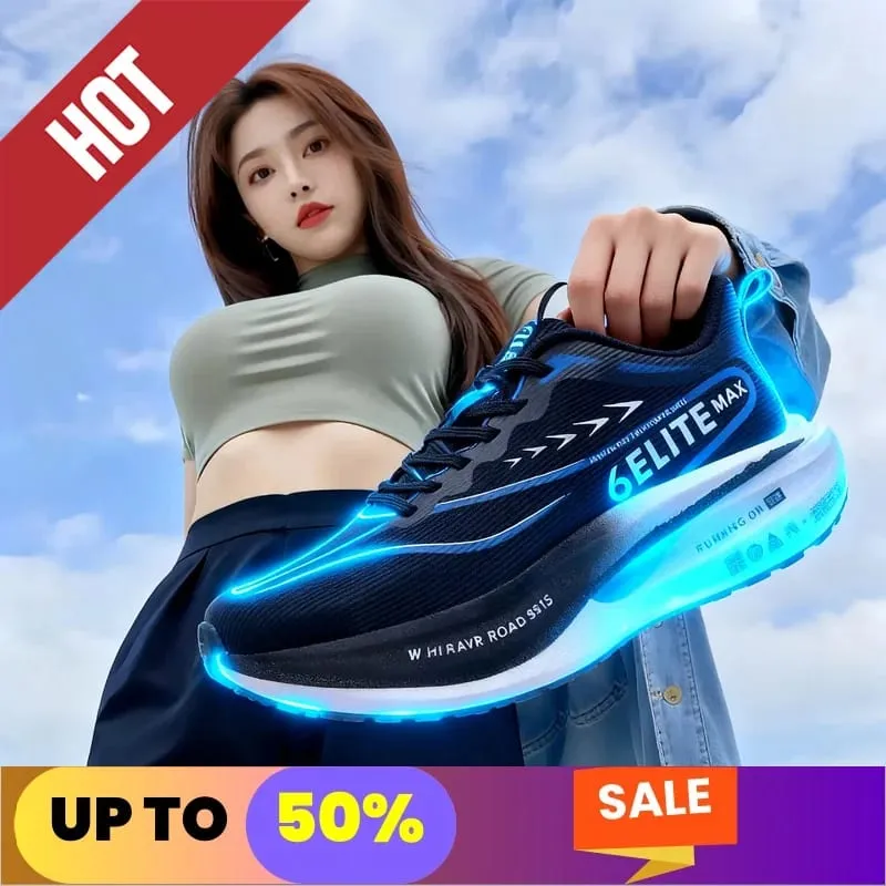 Fluorescence Running Shoes CarbonBoard Marathon Men Sports Breathable Women's Comfortable Athletic Casual Sneakers WearResistant
