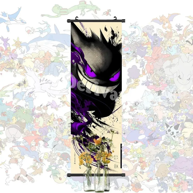 Έντυπη αφίσα Anime Έργα τέχνης τοίχου Gengar Εικόνες Charizard Ζωγραφική Καμβάς Pikachu Κρεμαστά ειλητάρια Διακόσμηση δωματίου στο σπίτι
