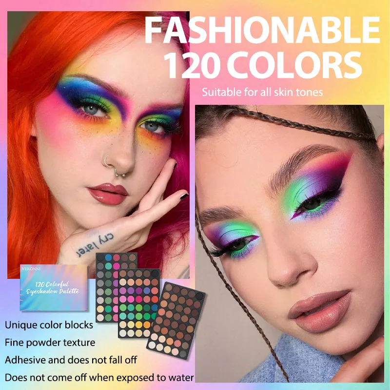 120 Colors 3-Layer Eyeshadow Palette All-in-One Matte & Shimmer Makeup Kit Long-Lasting Highly Pigmented Cosmetic Gift