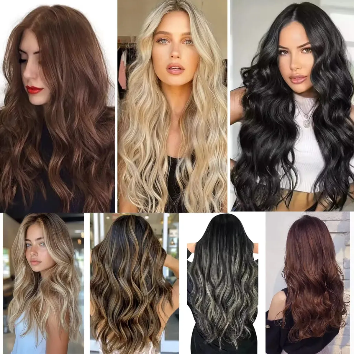Clip In Hair Extensions 7 PCS Full Head 18Inch Long Curly Wavy Synthetic Hair Pieces Natural Wavy For Women GirlsHair cosplaywig