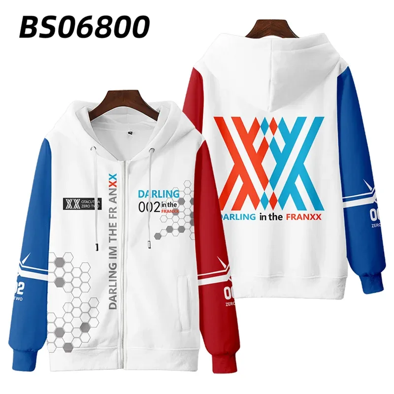 Hot Japan Anime Darling In The Franxx Cosplay Zipper Hoodies 3D Print Men Women Hip Hop Tracksuit Zipper Hoodie Men's Clothing