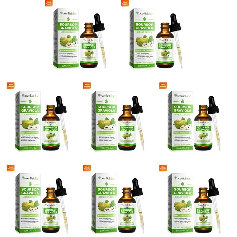 AcentiLabs Soursop Graviola flydende dråber C-vitamin understøtter fordøjelsessundhed Immunsystem Frie radikaler forsvar 60 ml til voksne