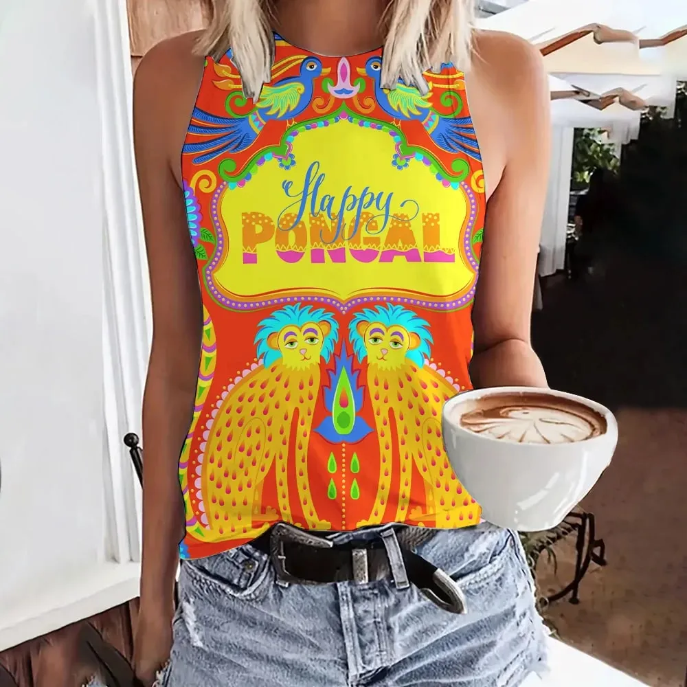 Débardeur d'été imprimé visage drôle de chat en 3D pour femmes, Streetwear à la mode, surdimensionné, col rond, gilet, épaules dénudées, sans manches, Camisole