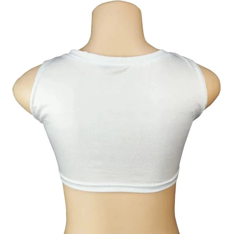 Y2k Europese en Amerikaanse ultrakorte mouwloze vest met lage ronde hals, T-shirt met sexy borstomhulsel en zichtbaar navelvest