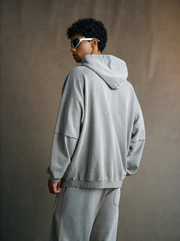 New Autumn Winter Men 400gsm Hoodies Streetwears High Street Heavy Weight Washed Cotton Sweatshirts Brand Tracksuit