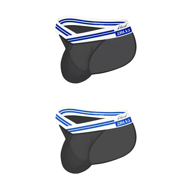 Men's Ice Silk Ultra-Thin Barely-There Mesh Sheer Briefs, Striped V-Shape Elastic Waistband Summer Daily Commute Underwear