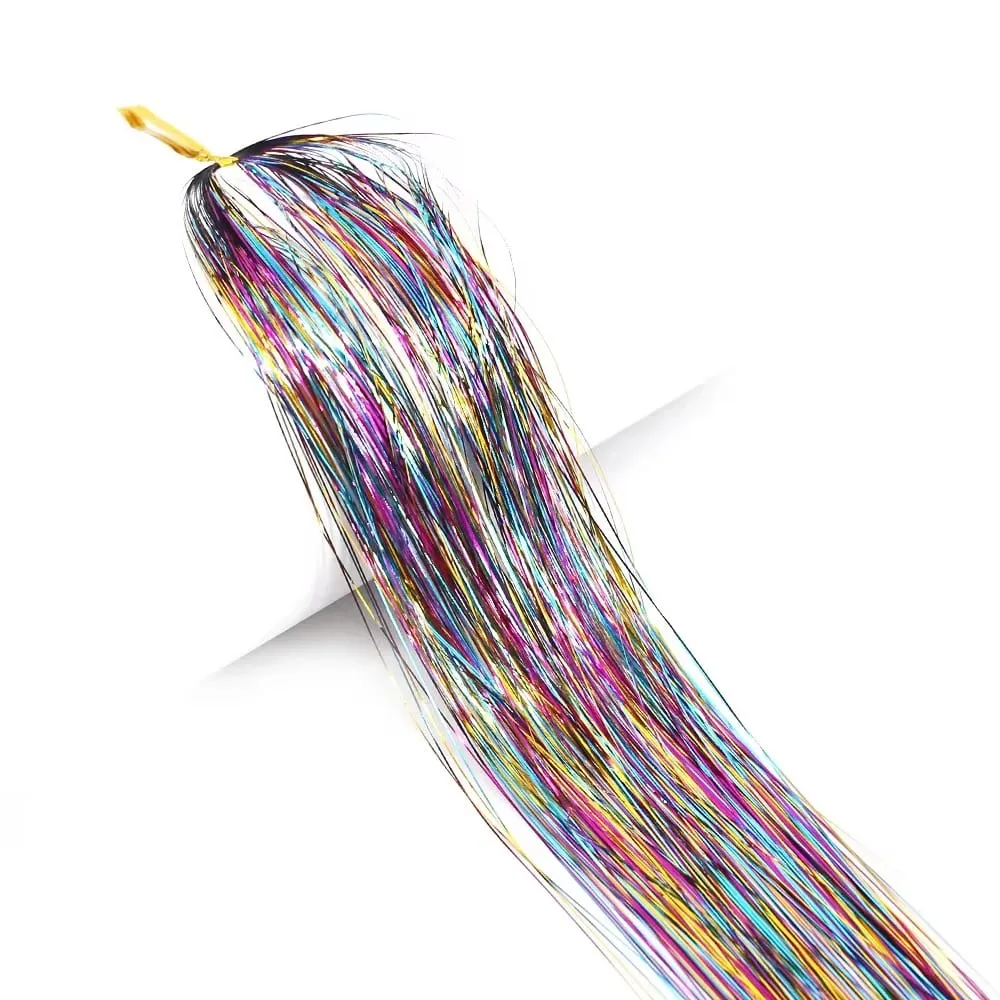 Sparkle Shiny synthetic Hair Tinsel Hair Extensions Dazzles Women Hippie for Braiding Headdress Hair Braiding Tools Long 120cm