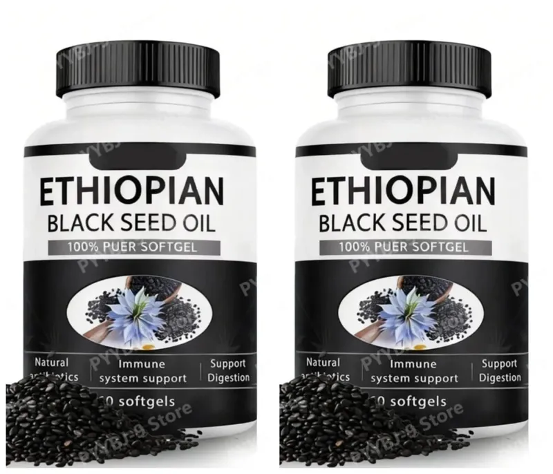 Ethiopian Black Seed Oil 100% Pure Softgel 800mg Gluten Free Non GMO Daily Health Support Diatery Supplement 60 Count