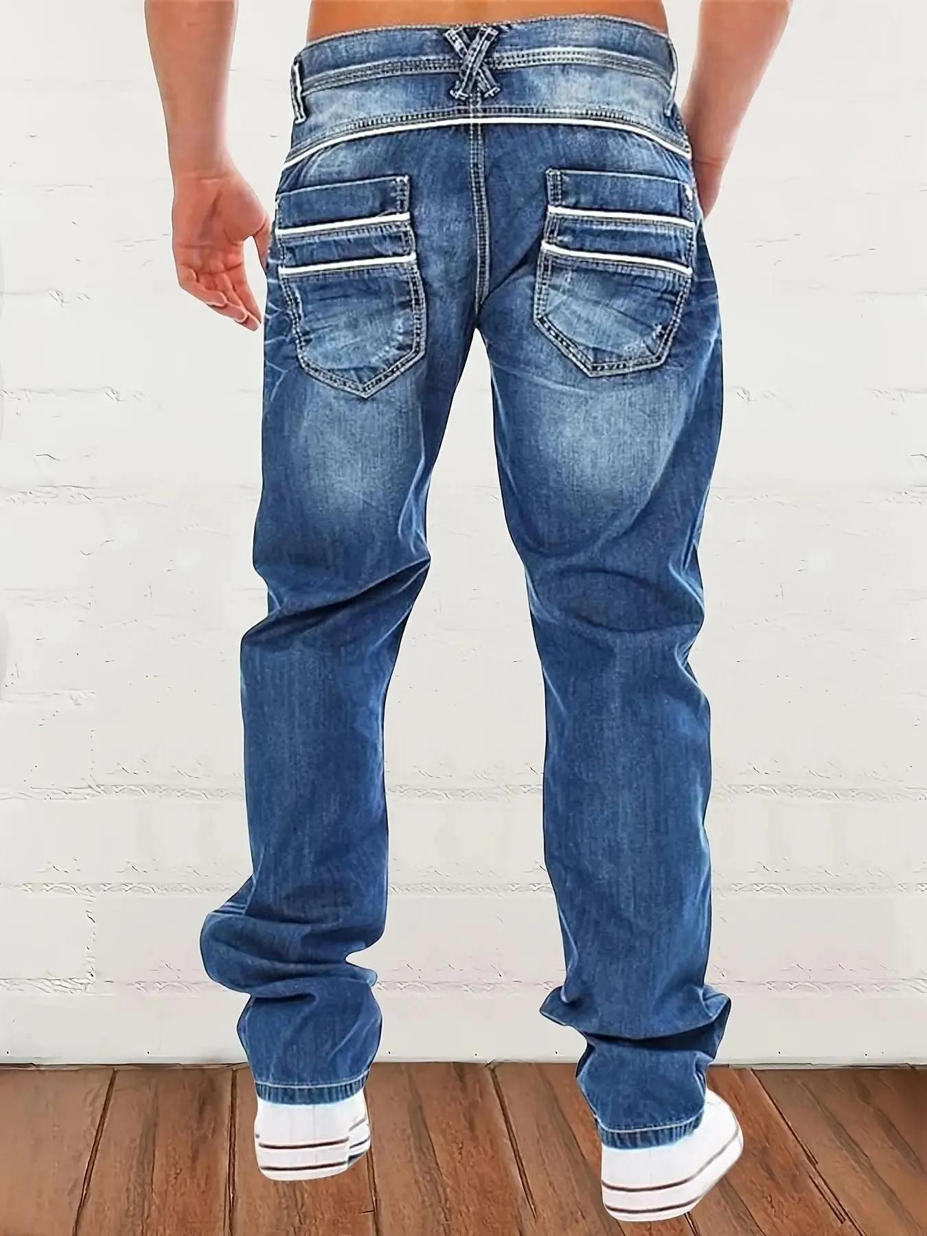New Men's Retro Loose Casual Straight Leg Jeans Comfortable Classic Fit Men's Denim Pants