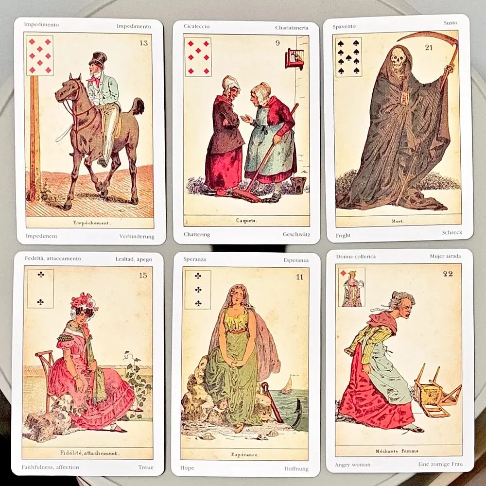 Sibilla Indovina Oracle Cards 10.5*6cm Vintage 52-Card Divination Deck - Multilingual Victorian Style
