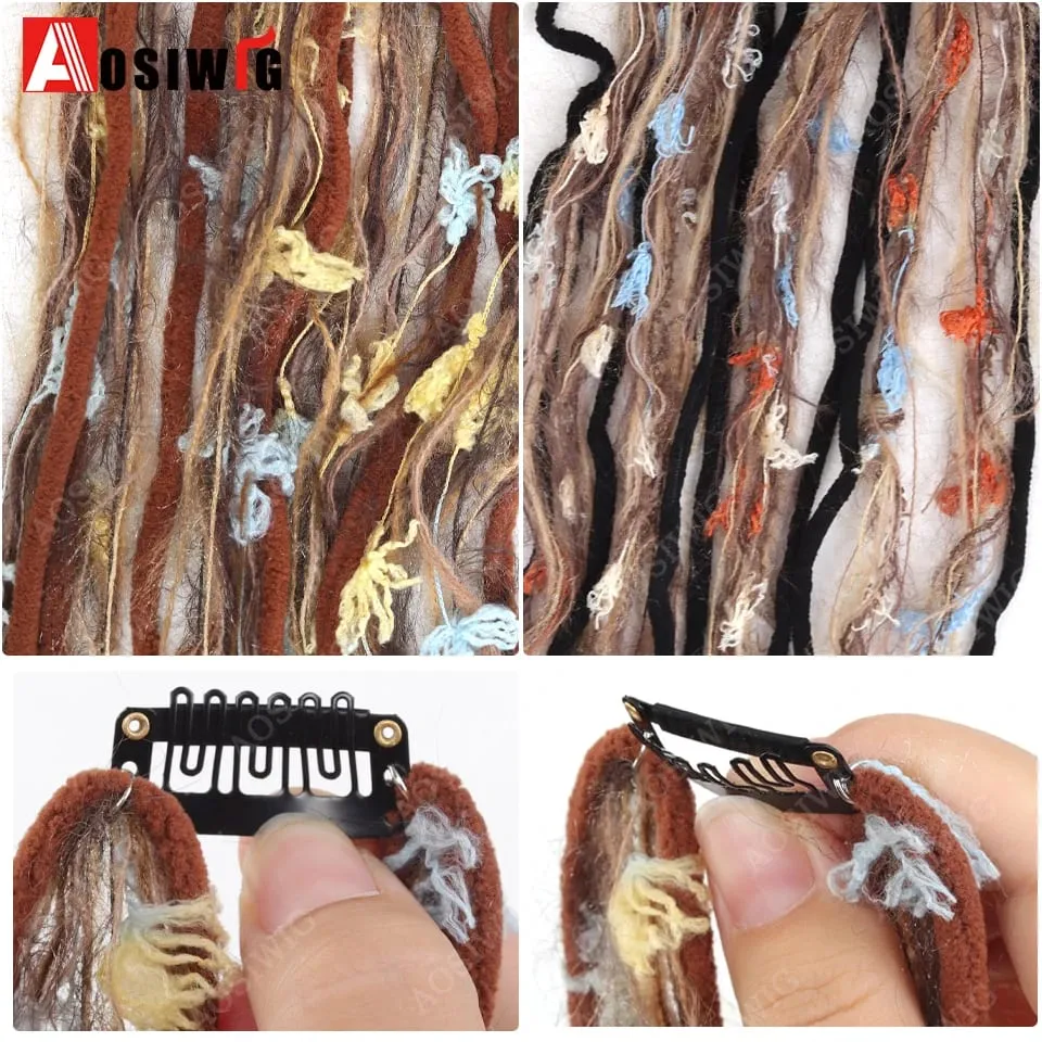 Colorful Rope Braided Hair Clip In Extensions Black Natural Hair Dreadlock Hair Pieces Bohemian Hair Accessories For Women Daily