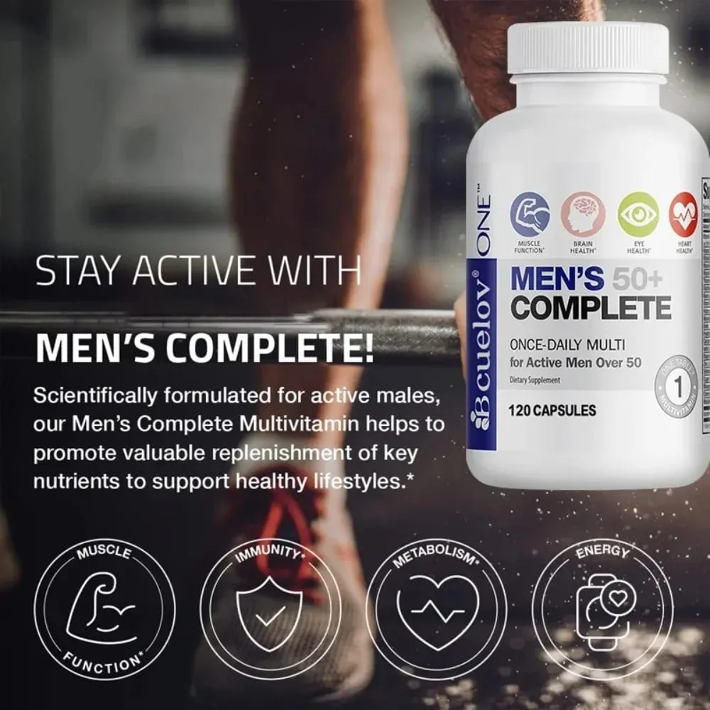 Men's Multivitamin for 50+ - High Potency Formula for Brain Eye & Heart Health for Brain Eye & Heart Health 120 Capsules